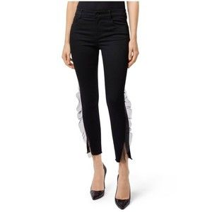 J Brand 835 Photo Ready Mid Rise‎ Crop Skinny Evening Haze Jeans Organza Trim